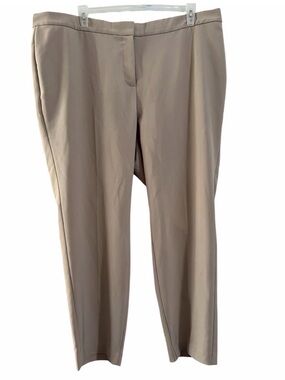 Investments II Womens Plus Size 22W Tan Beige Dress Pants Elastic Waist